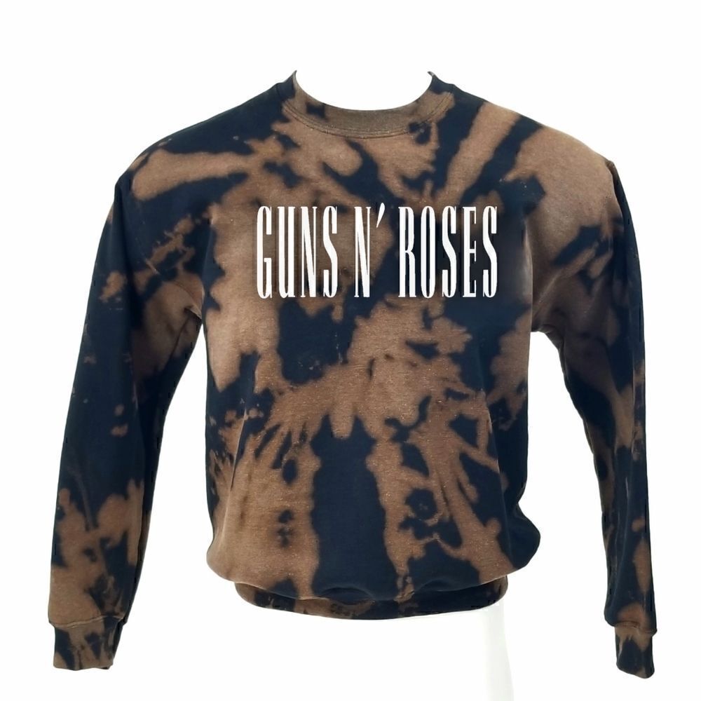 GUNS N' ROSES Acid Washed, Distressed Pullover Crewneck Sweatshirt - rock punk